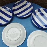 Assiettes à dessert rayures bleues