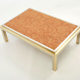 Coffee table chrome brass red marble Romeo Rega 1970