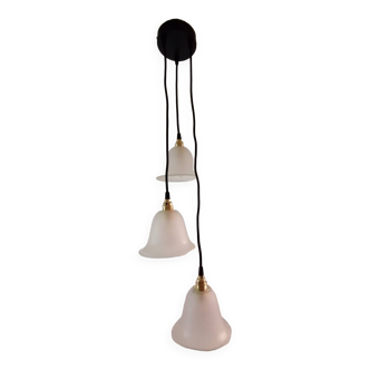 Vintage polished glass triple pendant light