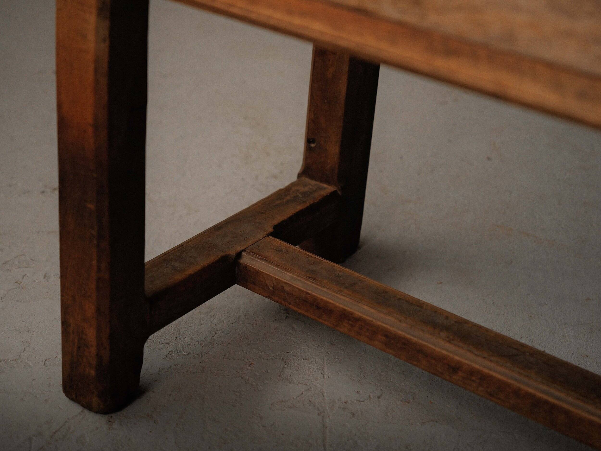 Antique work table/console in solid oak, Auvergne, circa 1900