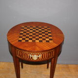Louis xvi style hot water bottle table in marquetry around 1900