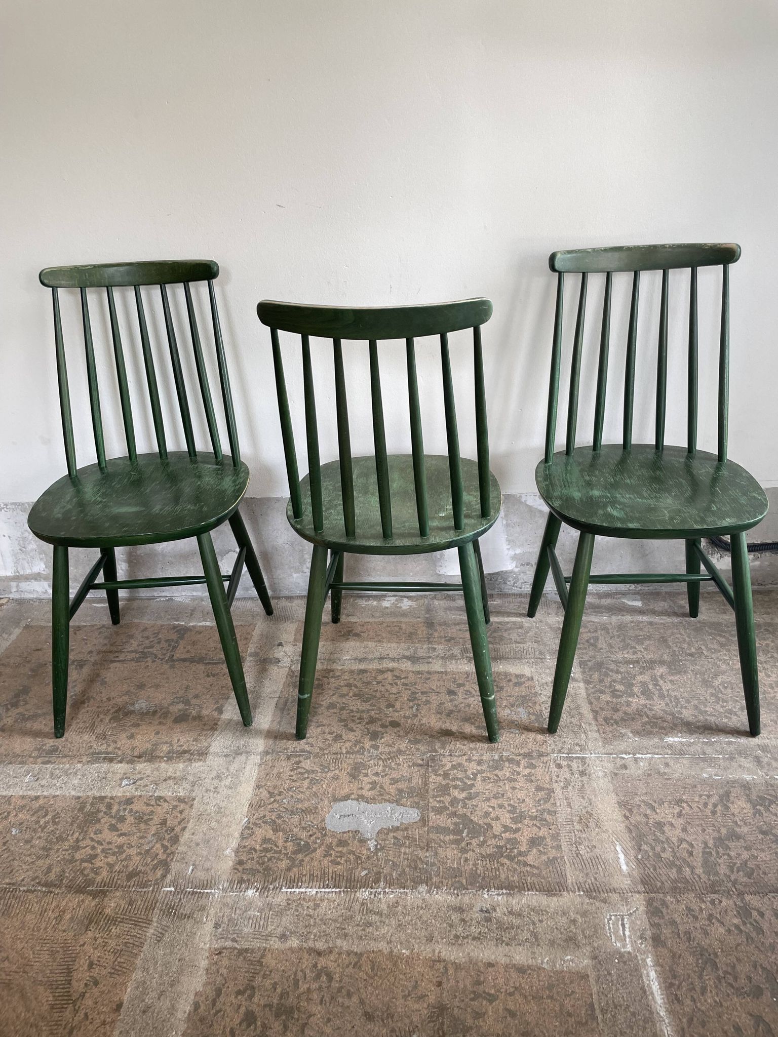 Cinq chaises Fanett vertes par Ilmari Tapiovaara pour Edsby-ken