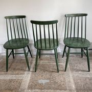 Cinq chaises Fanett vertes par Ilmari Tapiovaara pour Edsby-ken