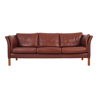 Brown leather sofa, Danish design, 1960s, production: Denmark