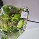 Lampe en cristal Val Saint Lambert à pied tourné, couleur verte, Belgique