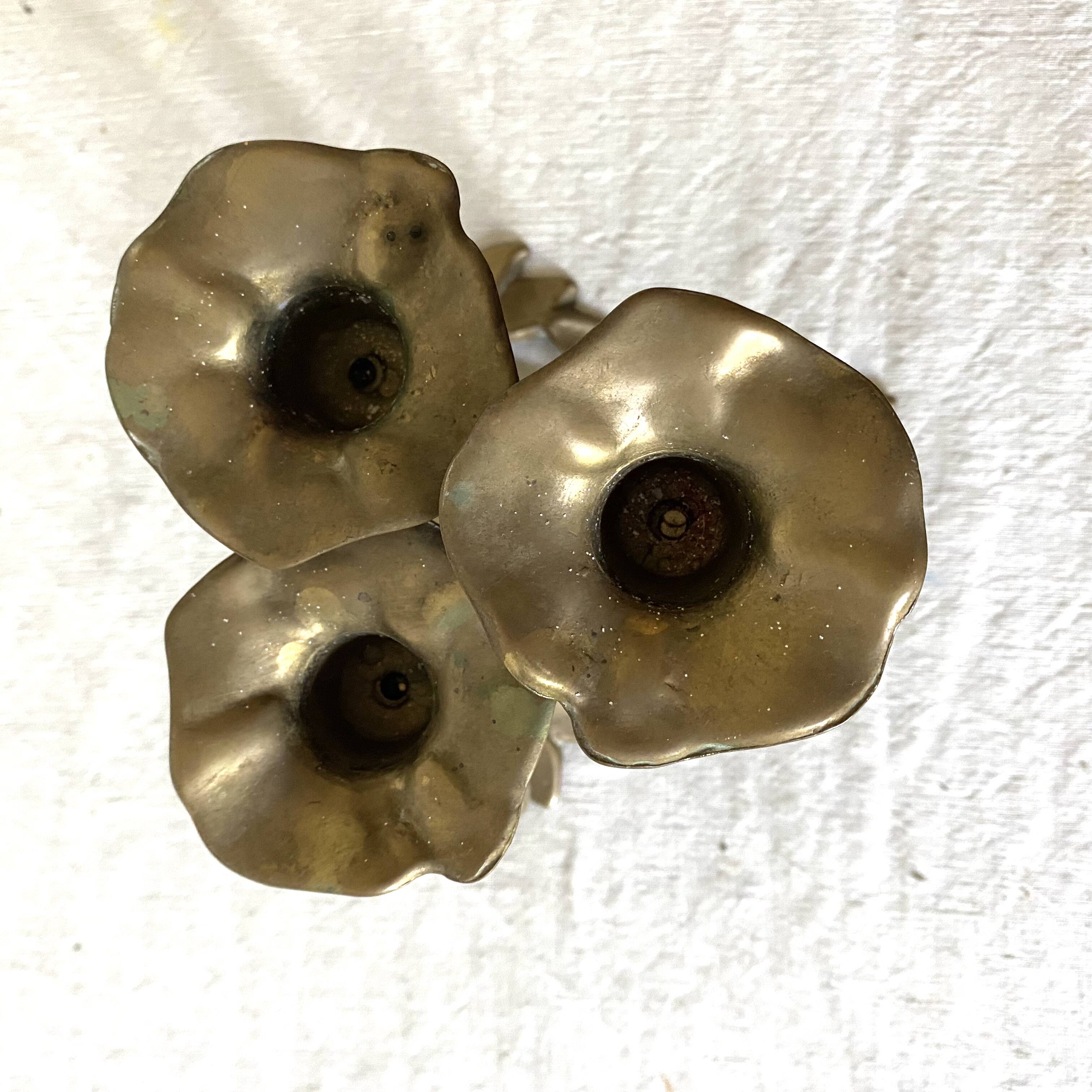 Floral Brass Candle Holder