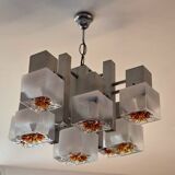 Lustre vintage à 9 feux Scoliari pour Mazzega années 60-70