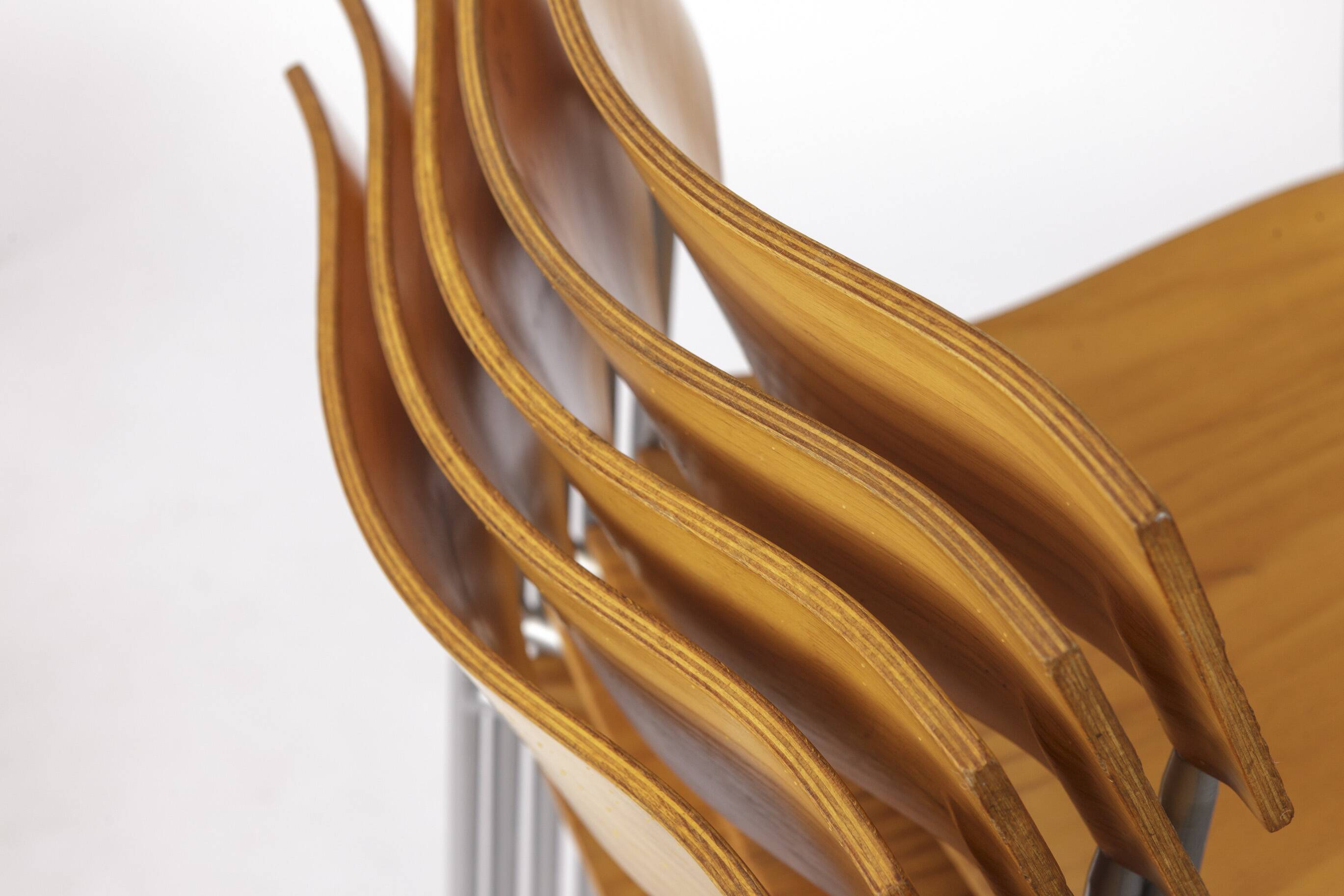 Set of 6 Lammhults Campus Stacking Chairs, Swedish Mid Century Chairs 1970s