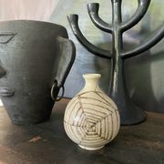 Vase ball ceramic vintage spider pattern signed mid century