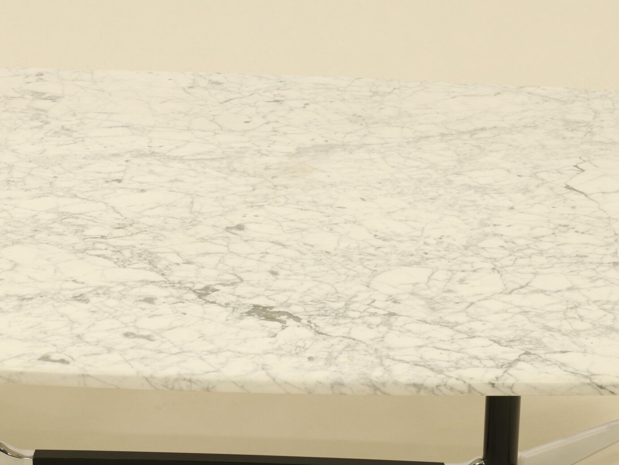 Eames Segmented Oval Dining Table in White Marble & Stainless Steel