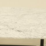 Eames Segmented Oval Dining Table in White Marble & Stainless Steel