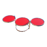 Coffee table three swivel trays in red glass and chromed metal