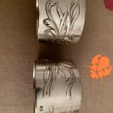 2 Art nouveau silver metal towel rings