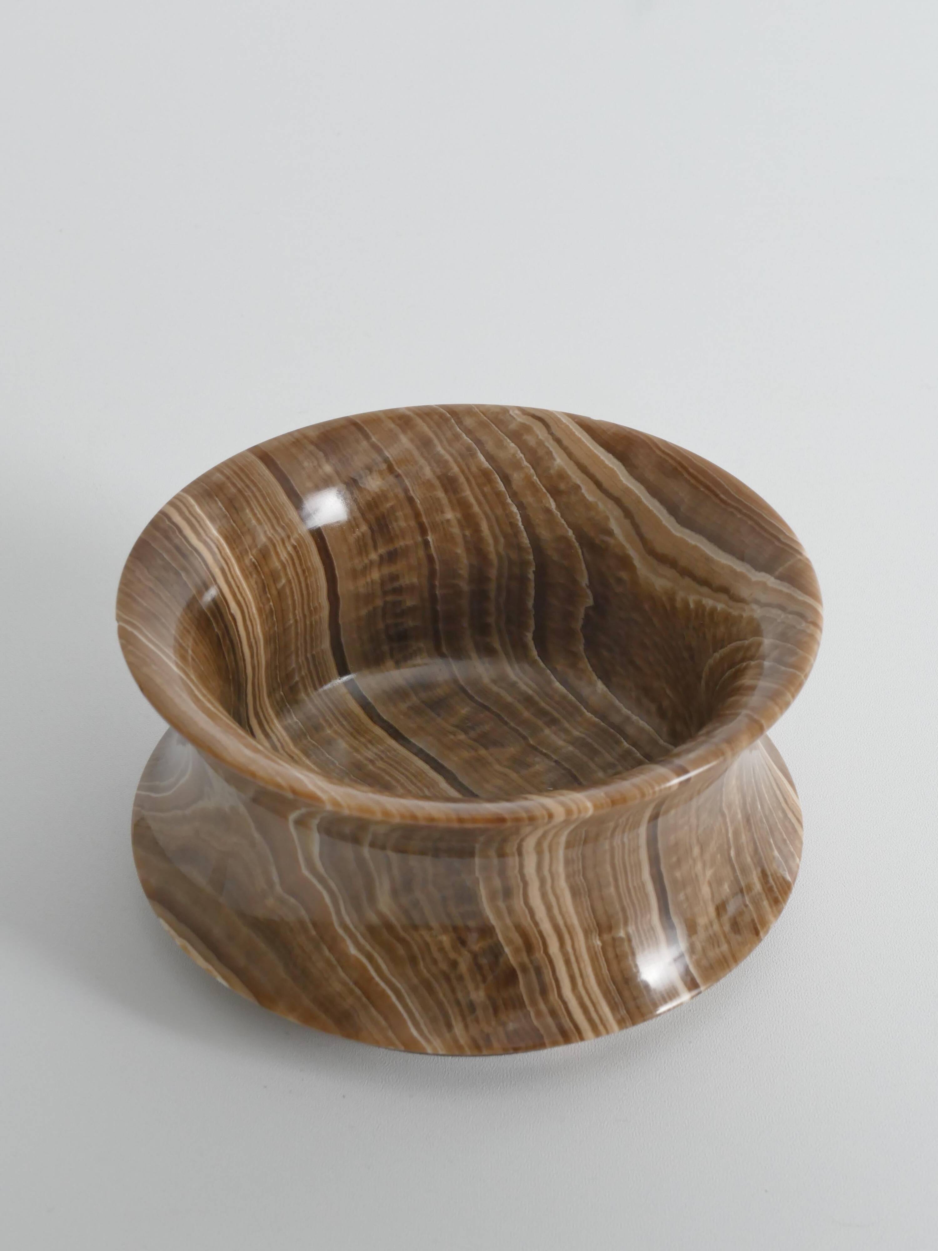 Hand Turned Brown Onyx Bowl, Greece, 1970s