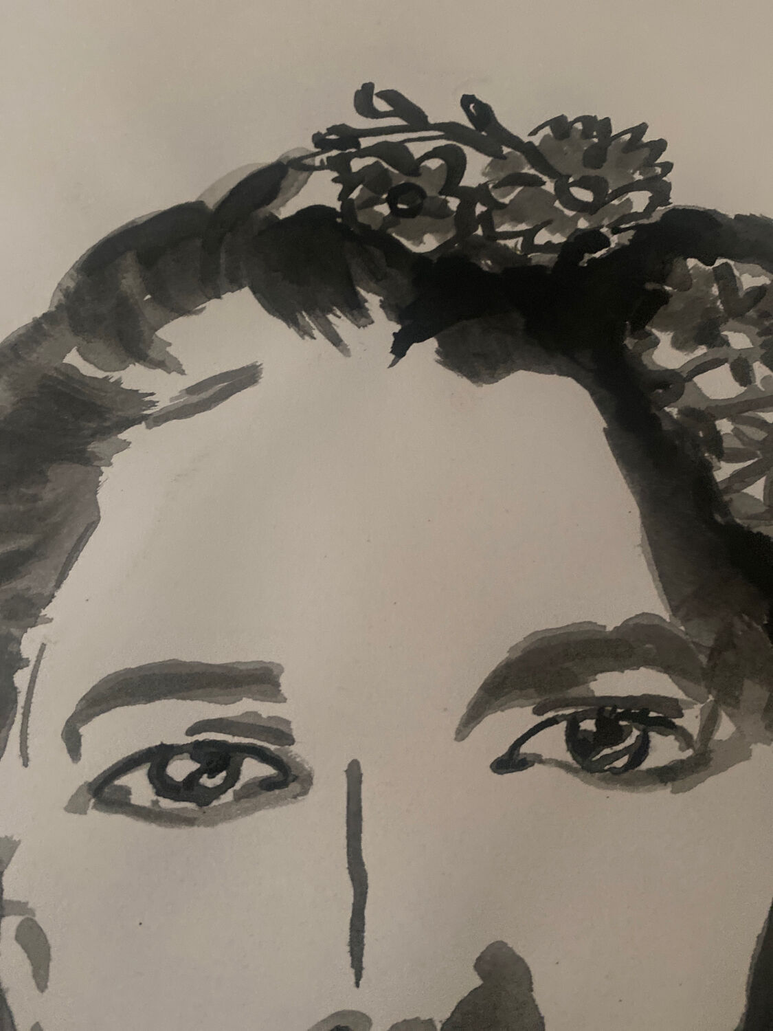 Contemporary portrait of a woman in ink