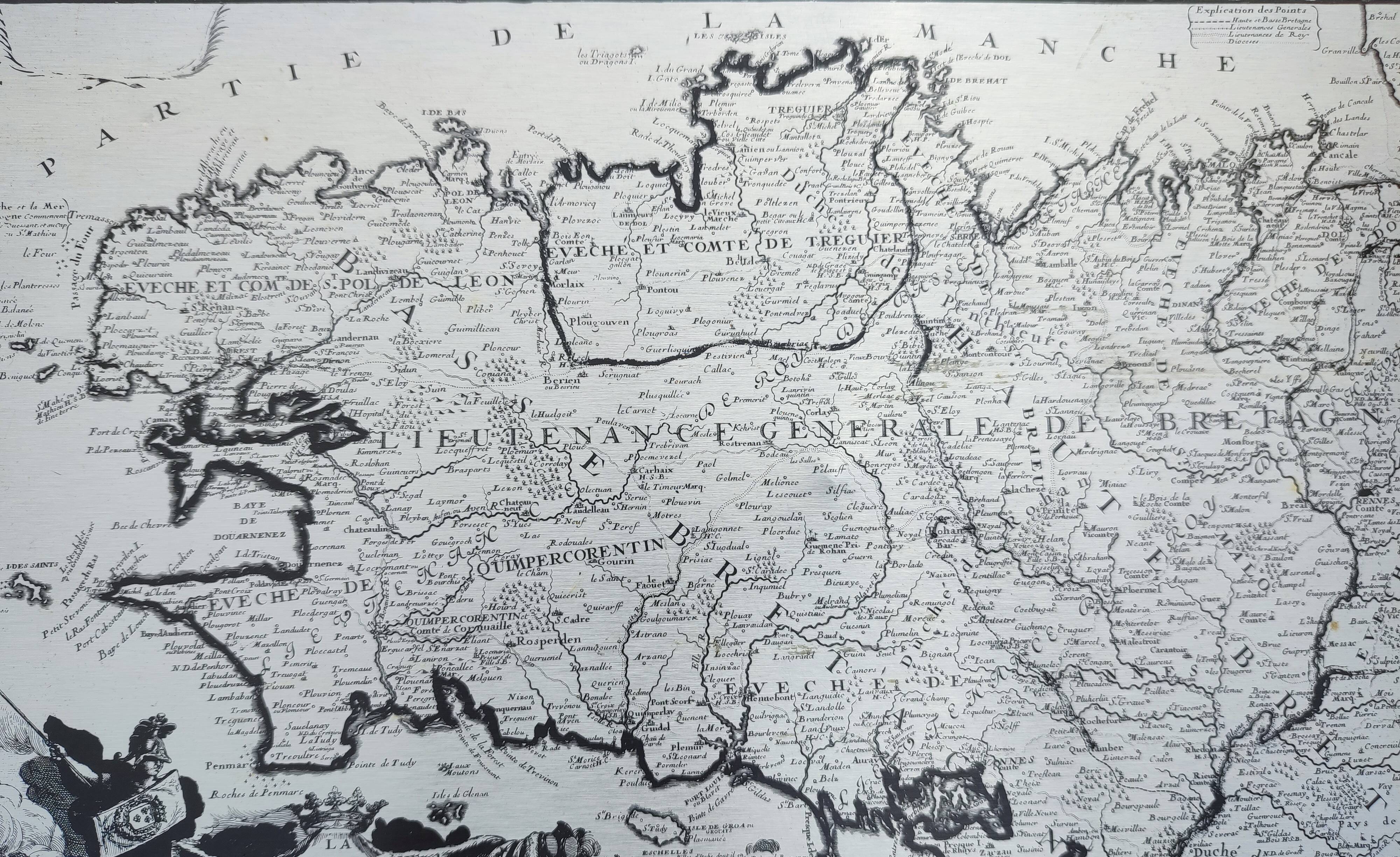 Old aluminium printing plate Brittany map