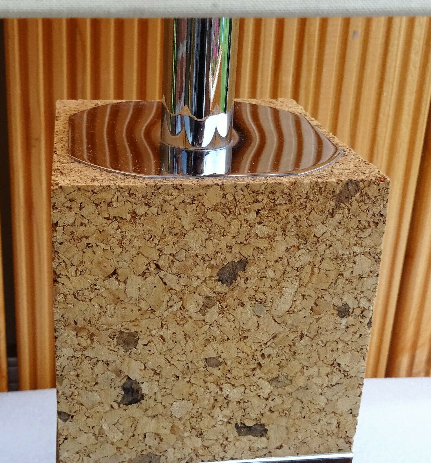 Ambient lamp in cork and chromed metal desing 1970