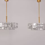 "Pair of Doria Leuchten Mid-Century Brass & Crystal Chandeliers, 1960s"
