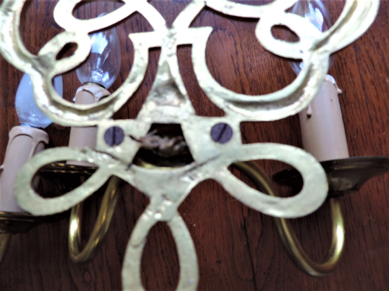 Pair of 1970 brass wall lamps