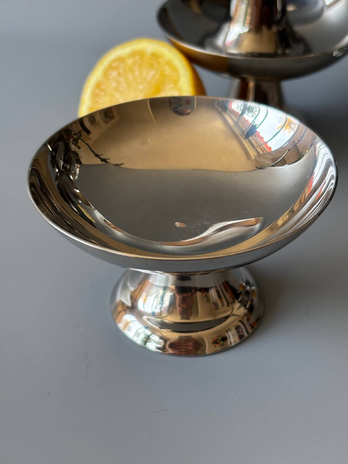 Ice cream cups, stainless steel dessert, 1970