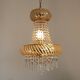 Vintage Gold Metal 5-Light Chandelier – Crystal Beads & Glass Prisms