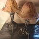 Pair of art nouveau wrought iron lamps with marbled glass paste 42x25