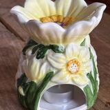 Bougeoir en barbotine fleur