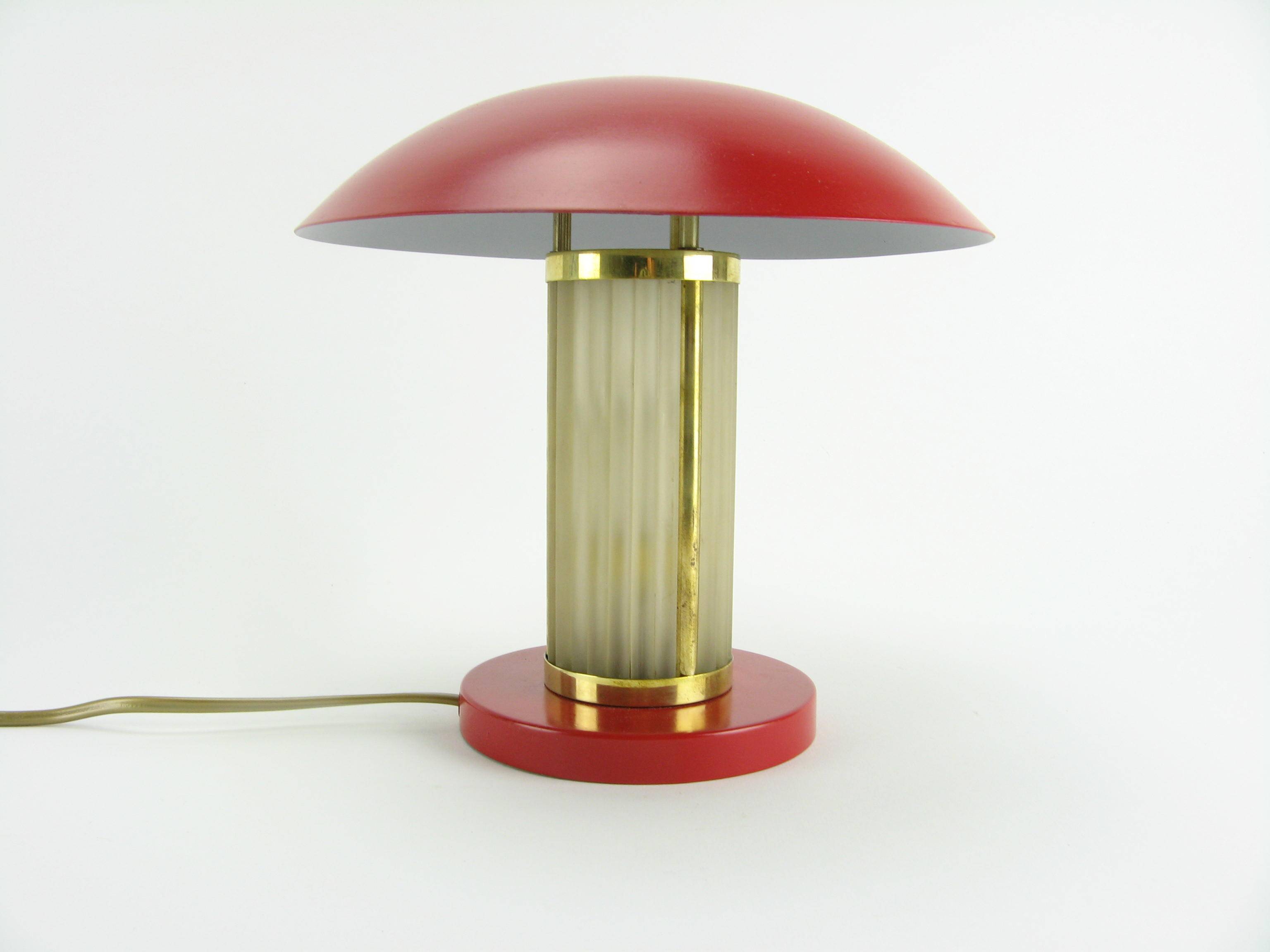 Art deco mushroom lamp made of glass, restored