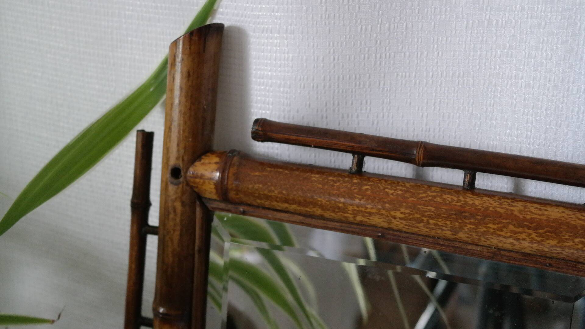 Vintage bamboo wall mirror 50's