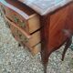 Antique marquetry commode with marble top in Louis XVI style.