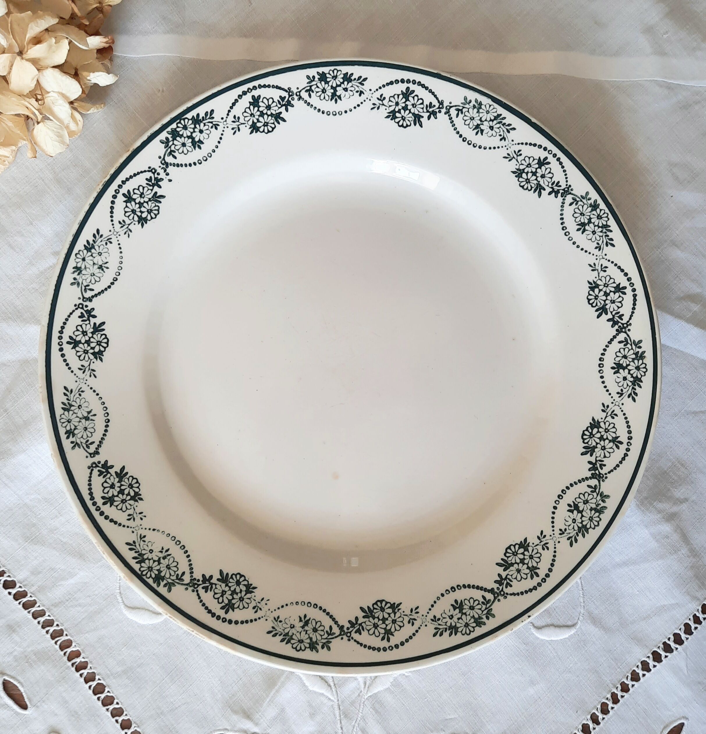 Old flat plates mismatched in earthenware