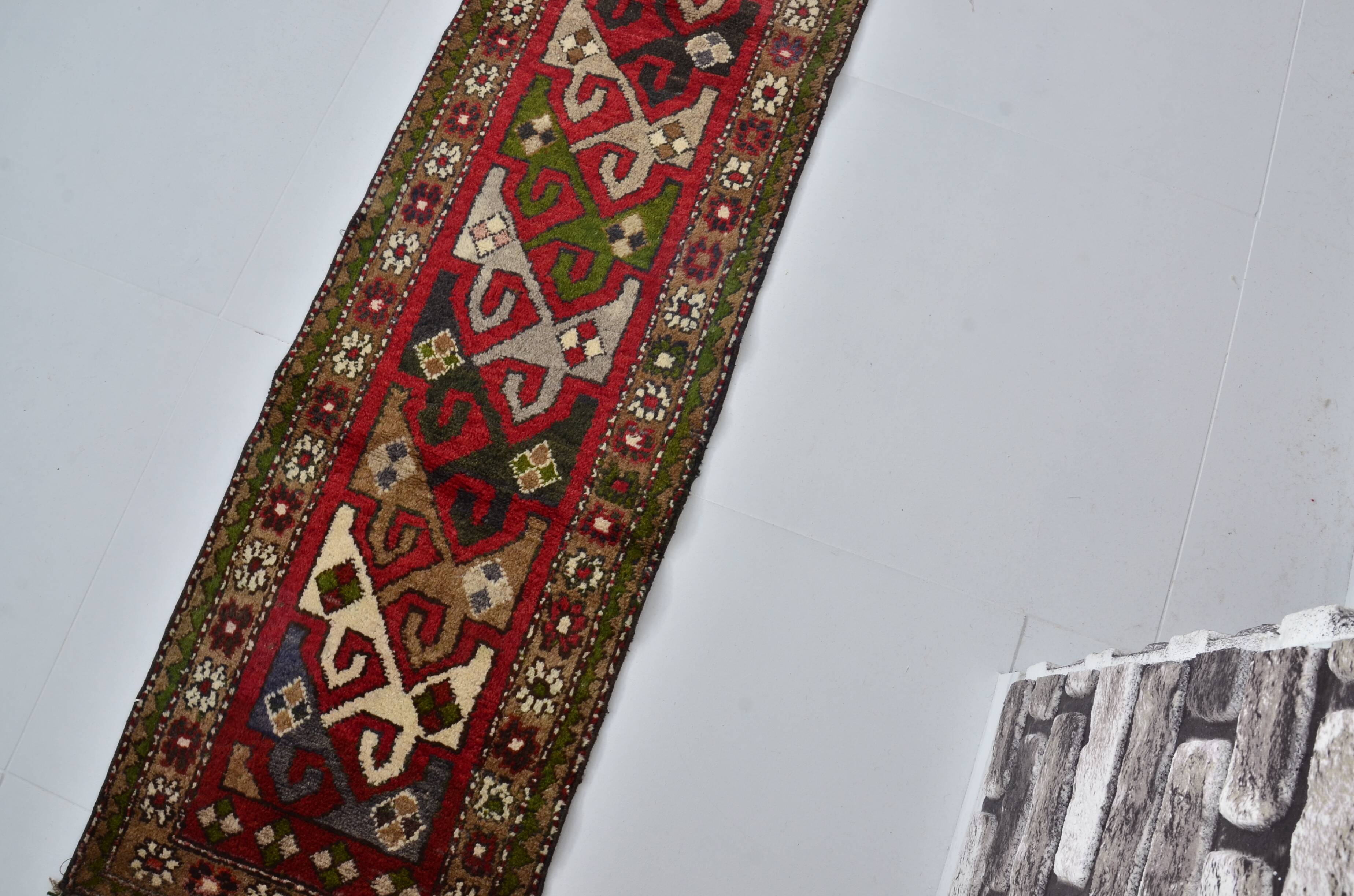 Vintage Handknotted Oushak Runner  sku 2154