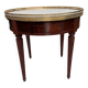 Louis XVI style bouillotte table in mahogany and white marble - Ø 60 cm