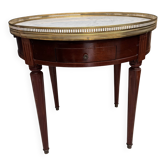 Louis XVI style bouillotte table in mahogany and white marble - Ø 60 cm