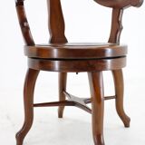 1920s Restored Rare Swivel Barber Beech Chair, Czechoslovakia