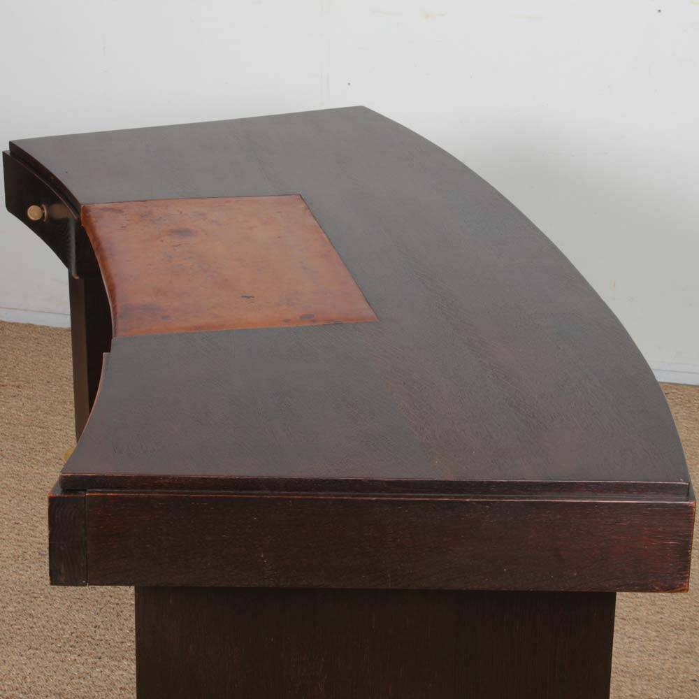 Art Deco desk in oak and leather from the 1930s