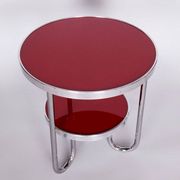 Small Czech Bauhaus Spruce and Chrome Side Table from Kovona, 1930s