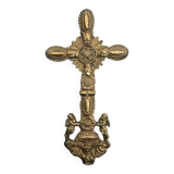 18th century gilded bronze crucifix decorated with cherubs