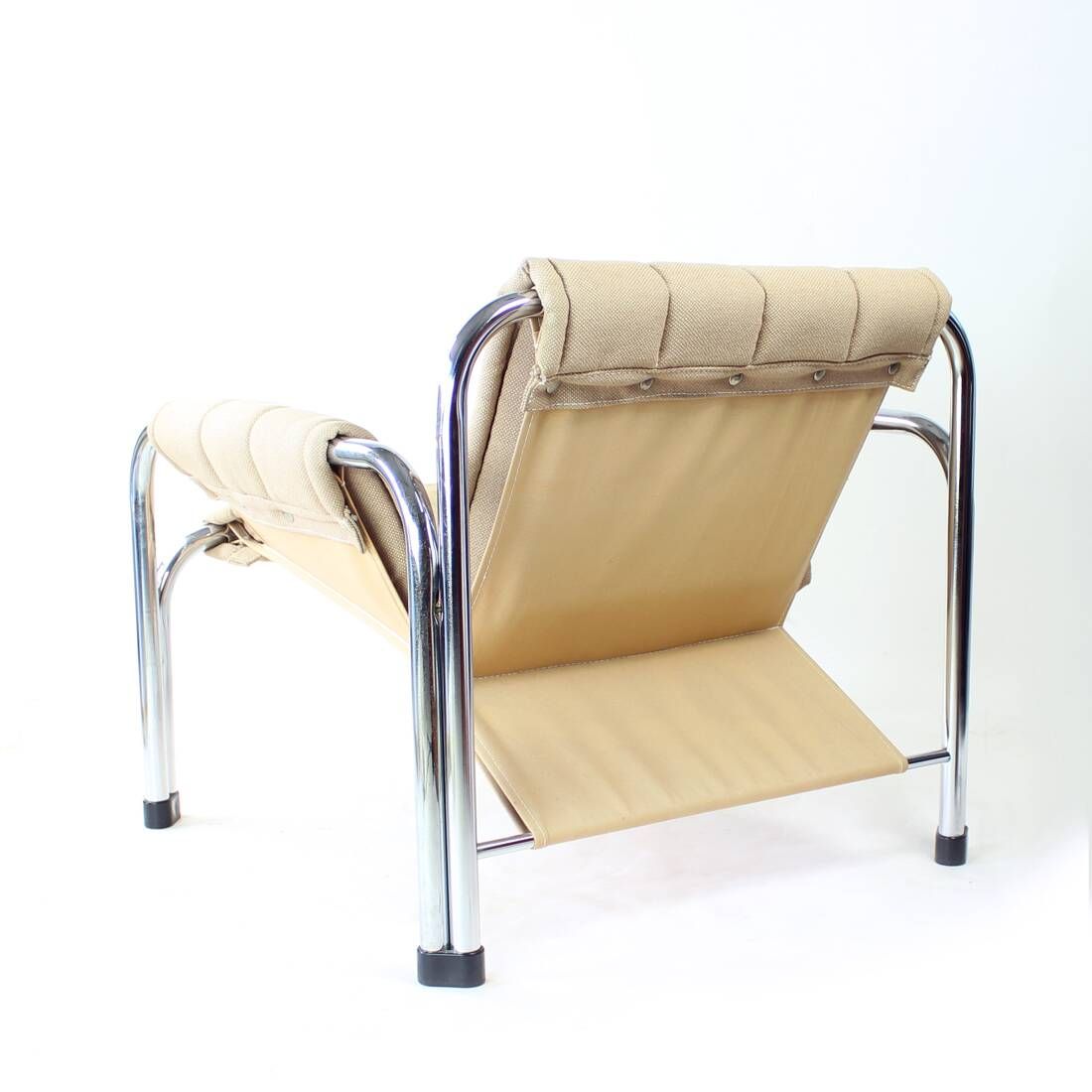 Fauteuil Lounge Par Viliam Chlebo En Chrome Et Lin, Kodreta 1979