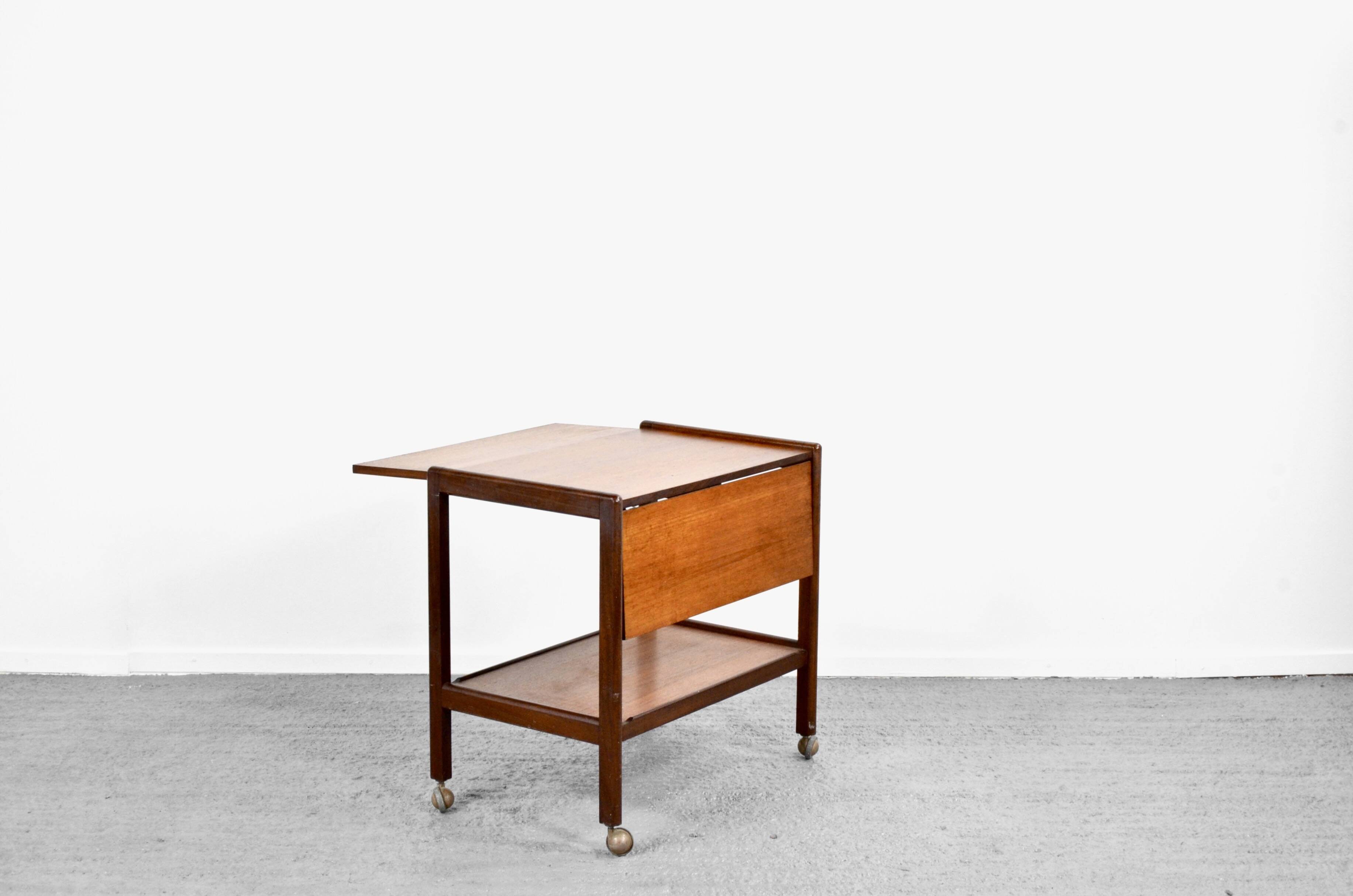 Midcentury Fold Up Drinks Trolley / Hostess In Teak.