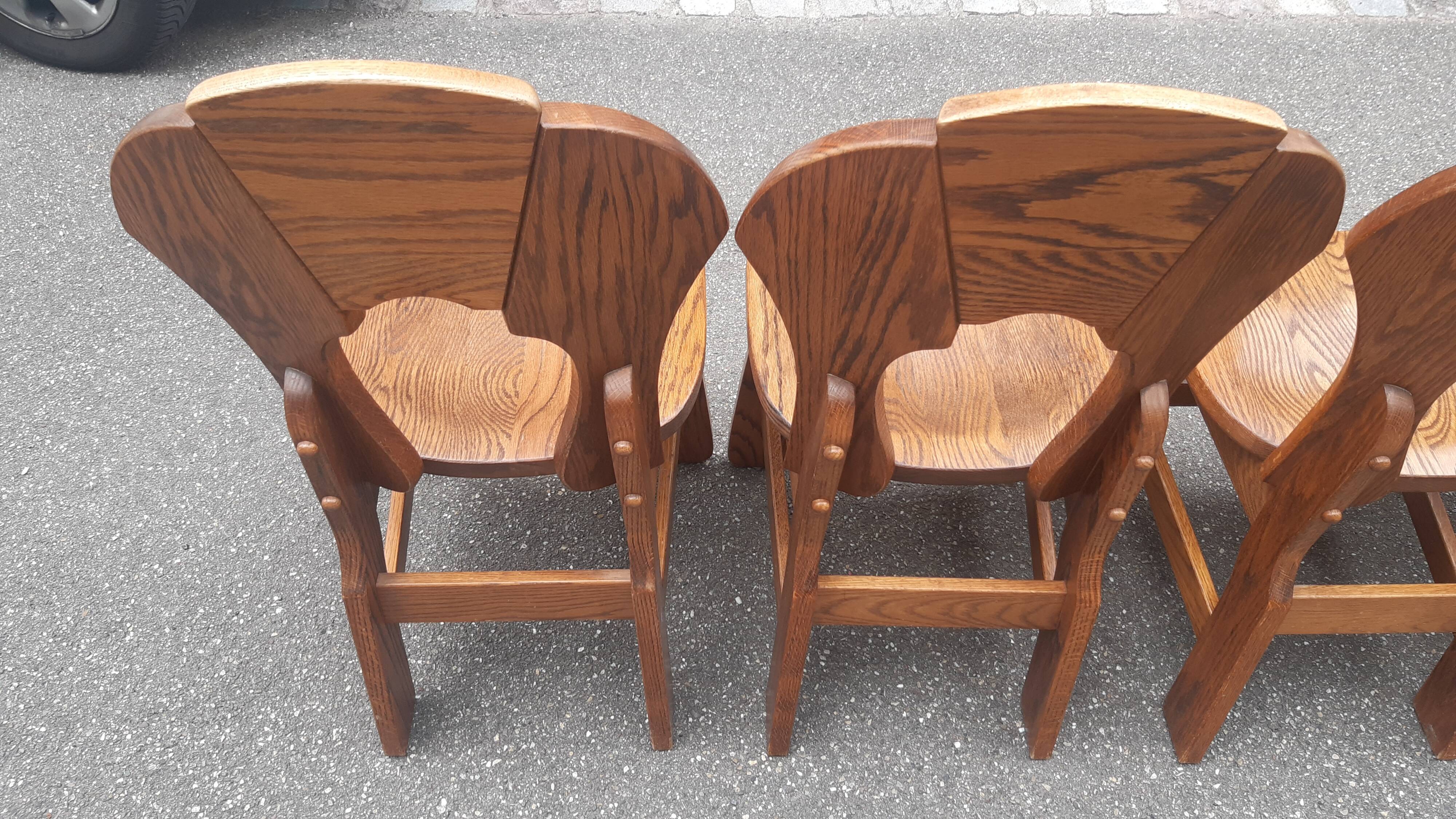 Brutalist chairs in solid oak mountain chalet decor