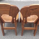 Brutalist chairs in solid oak mountain chalet decor