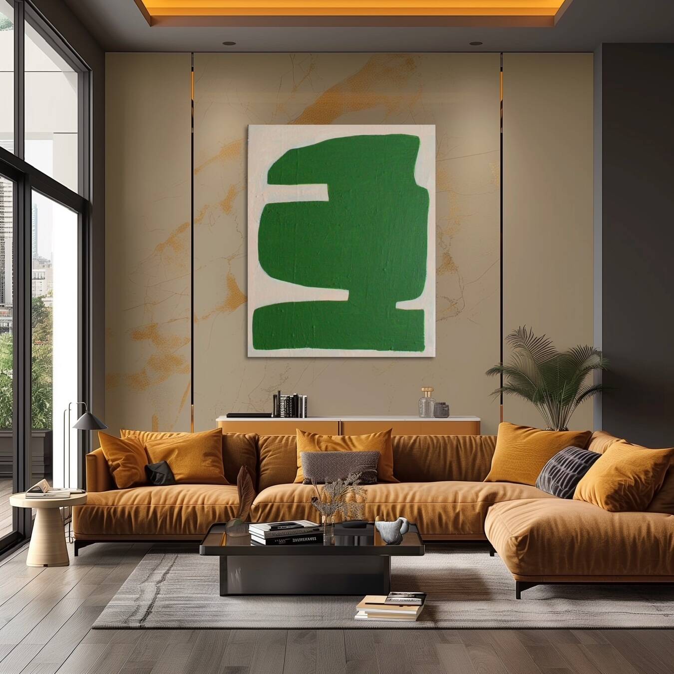 Green abstract on canvas