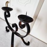 Elegant pair of vintage wrought iron candlesticks or candle holders from the 50s/60s