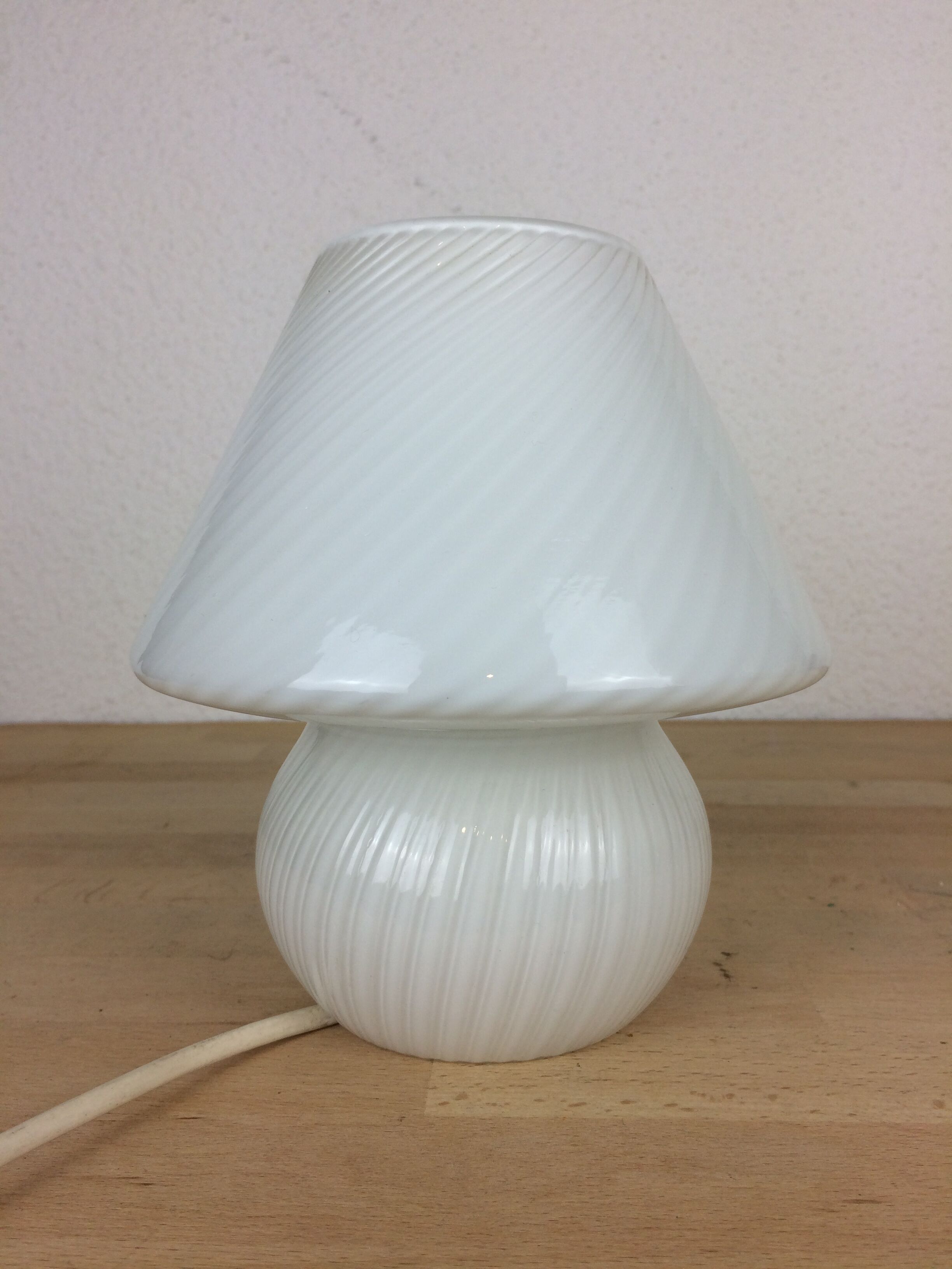 Mushroom lamp white glass Murano