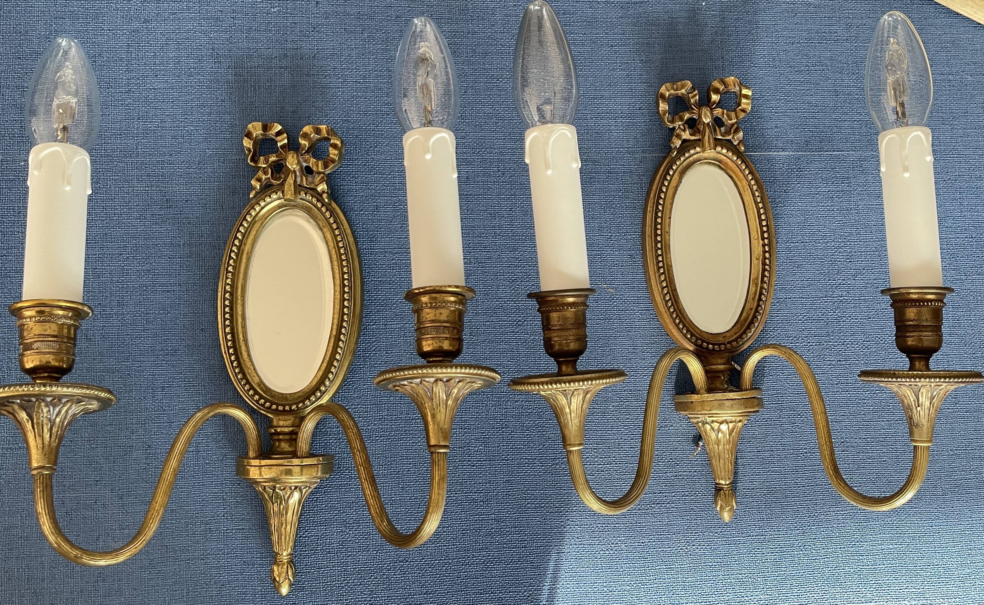 Pair of mirror wall lights in bronze - Maison Lucien Gau, Paris