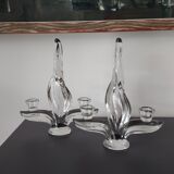 Pair of crystal candle holders