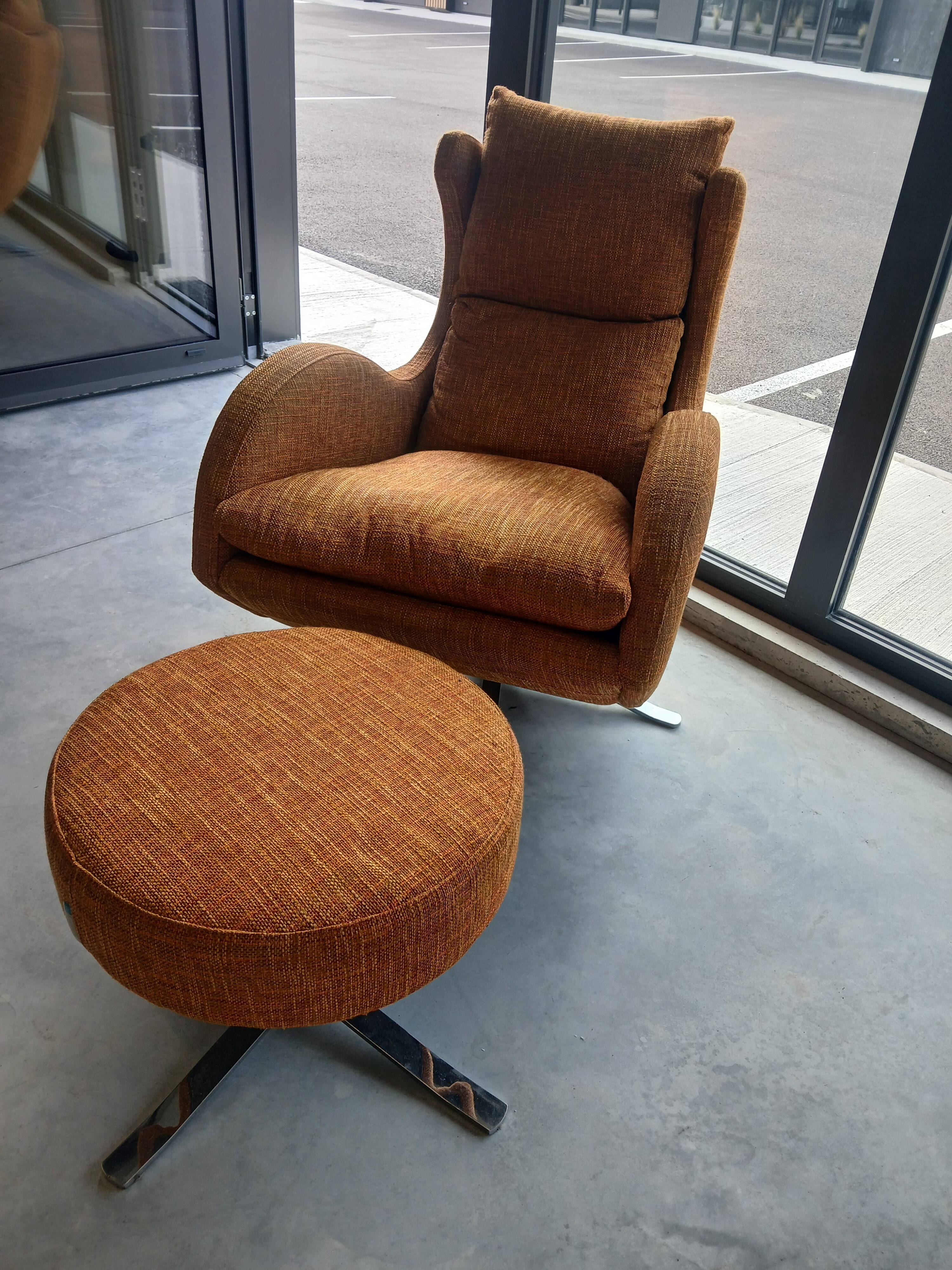 Fama lenny designer armchair and footrest