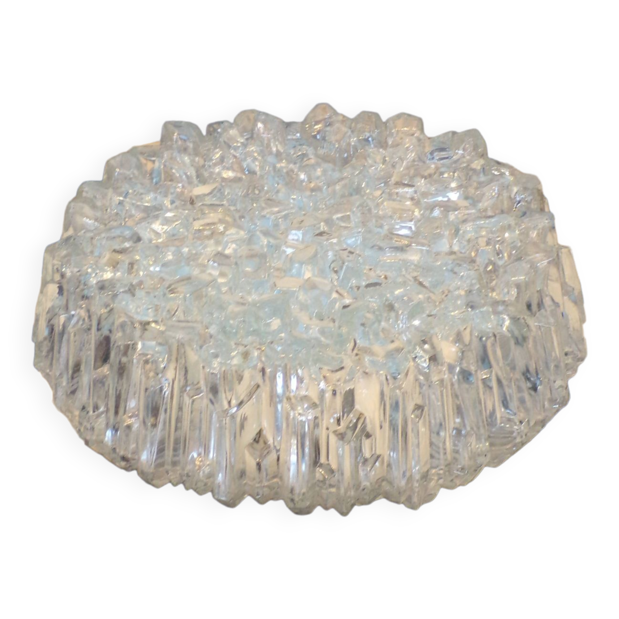 Plafonnier italien 1960 en verre pressé moulé