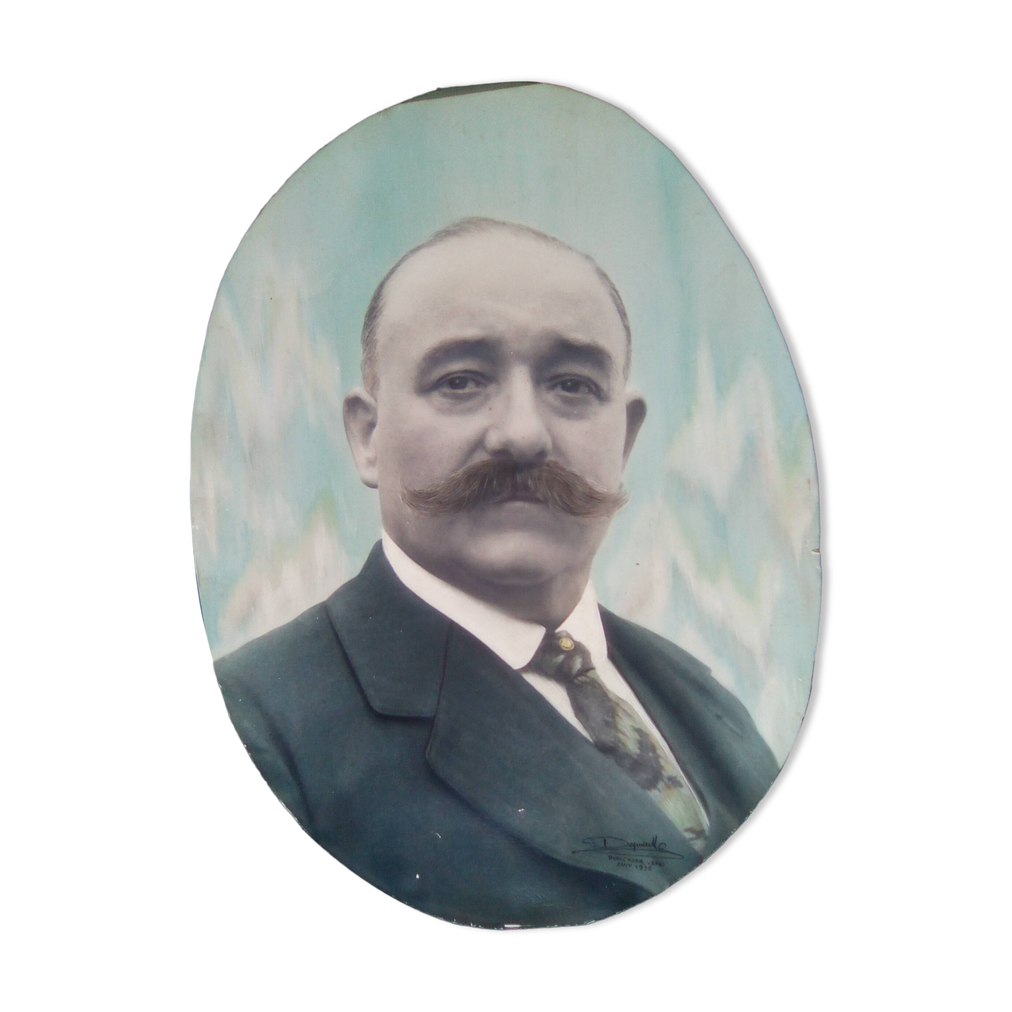 Old photo, large oval portrait 1936